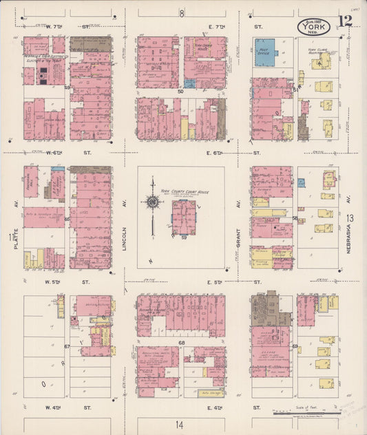 Sanborn Fire Insurance Map from York, York County, Nebraska (1922), Sheet #0012 - Historic Sanborn Fire Insurance Map Print, vintage old map wall art, antique decor, genealogy gift, Nebraska Nebraska map