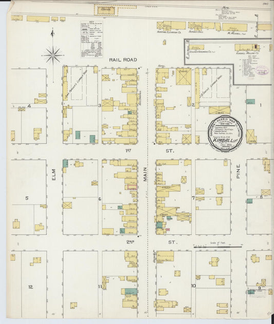 Sanborn Fire Insurance Map from Kimball, Brule County, South Dakota (1893), Sheet #0001 - Historic Sanborn Fire Insurance Map Print, vintage old map wall art, antique decor, genealogy gift, South Dakota South Dakota map