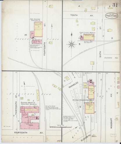 Sanborn Fire Insurance Map from Rockford, Winnebago County, Illinois (1891), Sheet #0031 - Complete Map Set gallery image, historic Sanborn map, vintage wall art, Illinois Illinois