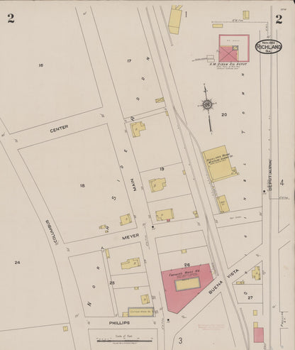 Sanborn Fire Insurance Map from Richland, Stewart County, Georgia (1922), Sheet #0002 - Complete Map Set gallery image, historic Sanborn map, vintage wall art, Georgia Georgia