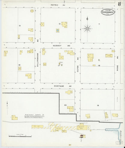 Sanborn Fire Insurance Map from Kissimmee, Osceola County, Florida (1909), Sheet #0008 - Complete Map Set gallery image, historic Sanborn map, vintage wall art, Florida Florida