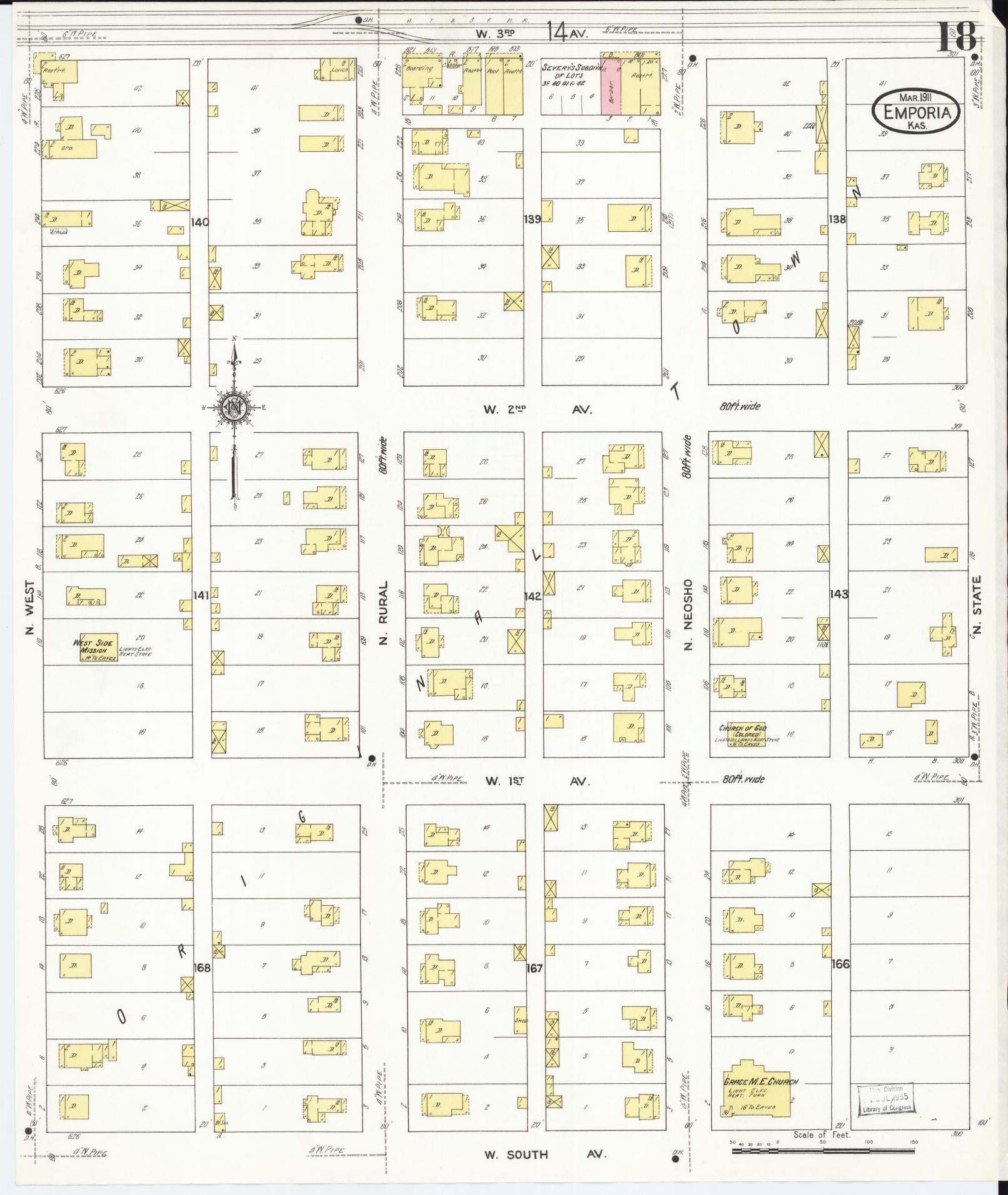 Sanborn Fire Insurance Map from Emporia, Lyon County, Kansas (1911), Sheet #0018 - Complete Map Set gallery image, historic Sanborn map, vintage wall art, Kansas Kansas