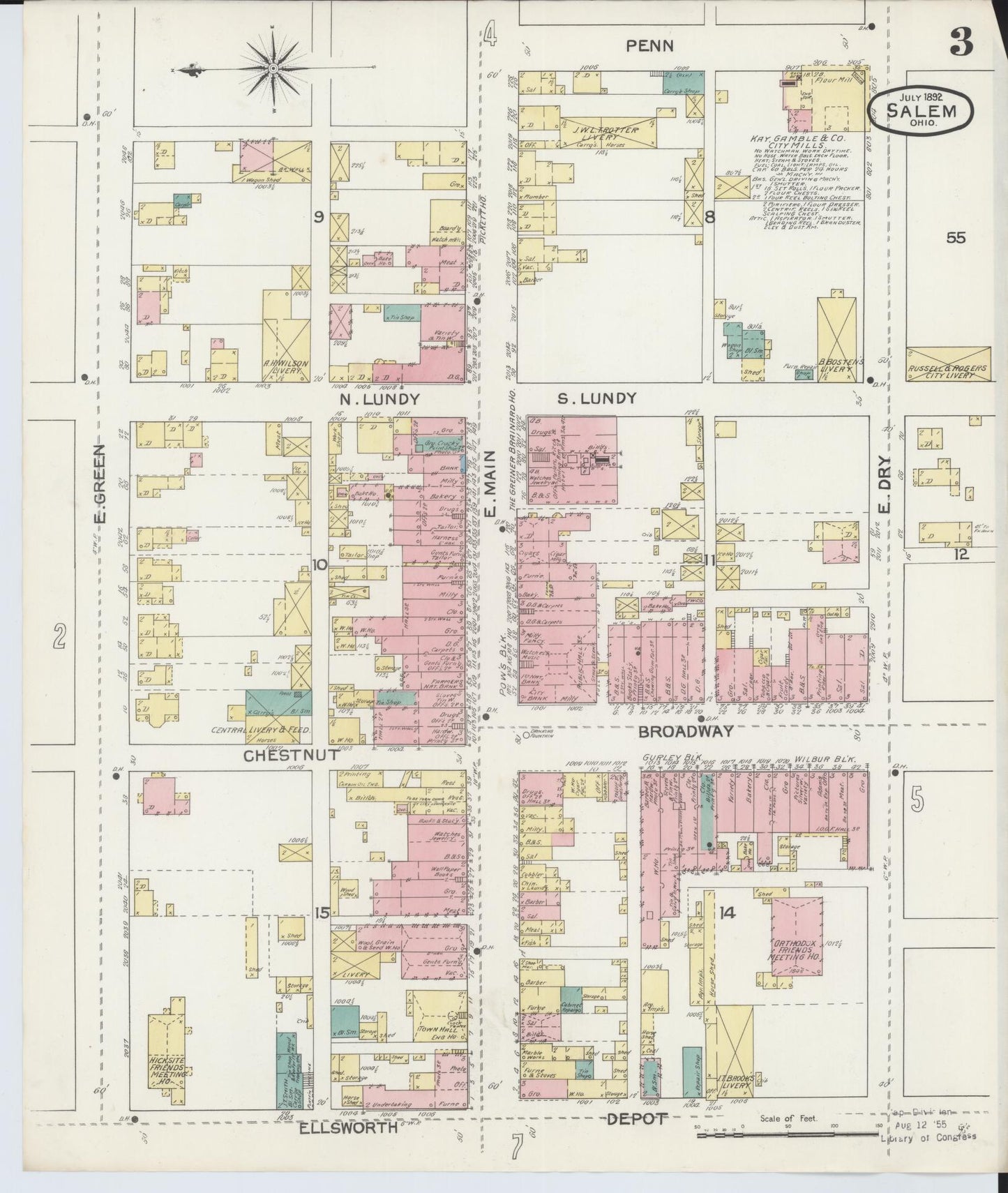 Sanborn Fire Insurance Map from Salem, Columbiana County, Ohio (1892), Sheet #0003 - Complete Map Set gallery image, historic Sanborn map, vintage wall art, Ohio Ohio