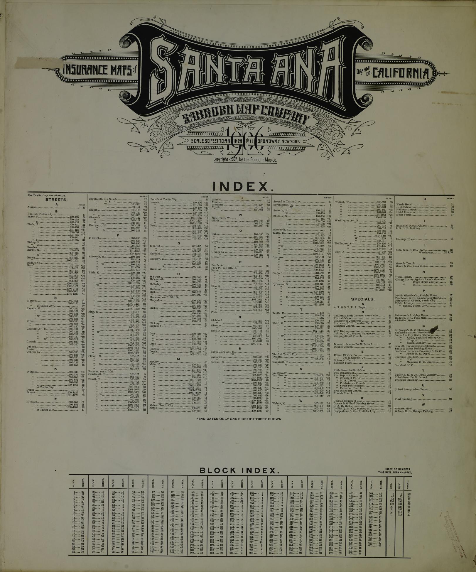 Sanborn Fire Insurance Map from Santa Ana, Orange County, California. (1906) – Historic Sanborn Fire Insurance Map Print