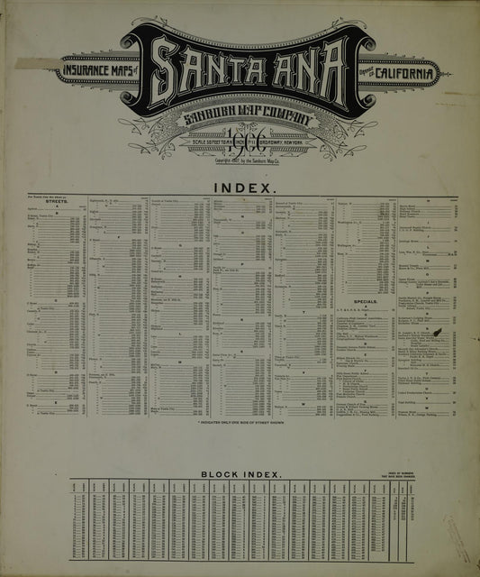 Sanborn Fire Insurance Map from Santa Ana, Orange County, California. (1906) – Historic Sanborn Fire Insurance Map Print