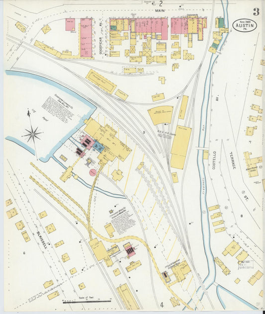 Sanborn Fire Insurance Map from Austin, Potter County, Pennsylvania (1903), Sheet #0003 - Historic Sanborn Fire Insurance Map Print, vintage old map wall art, antique decor, genealogy gift, Pennsylvania Pennsylvania map