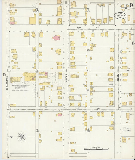 Sanborn Fire Insurance Map from Indiana, Indiana County, Pennsylvania (1903), Sheet #0009 - Historic Sanborn Fire Insurance Map Print, vintage old map wall art, antique decor, genealogy gift, Sanborn Fire Insurance Map from Indiana Indiana map