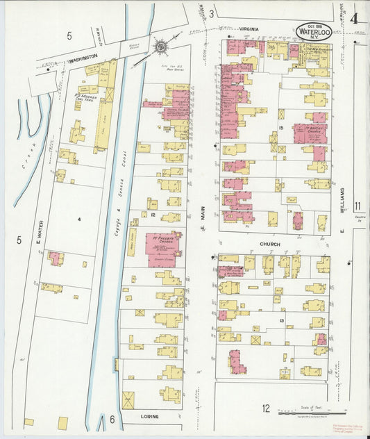 Sanborn Fire Insurance Map from Waterloo, Seneca County, New York (1918), Sheet #0004 - Historic Sanborn Fire Insurance Map Print, vintage old map wall art, antique decor, genealogy gift, New York New York map