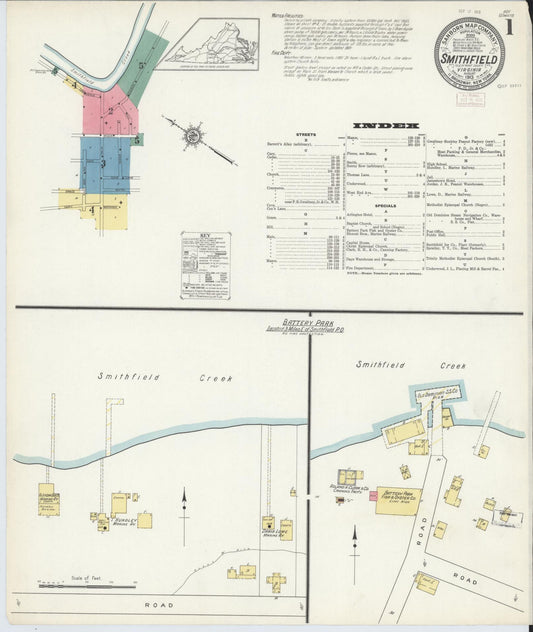 Sanborn Fire Insurance Map from Smithfield, Isle Of Wight County, Virginia. (1913) – Historic Sanborn Fire Insurance Map Print