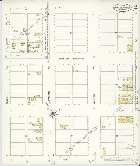 Sanborn Fire Insurance Map from Grand Encampment, Carbon County, Wyoming (1907), Sheet #0002 - Historic Sanborn Fire Insurance Map Print, vintage old map wall art, antique decor, genealogy gift, Wyoming Wyoming map