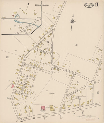 Sanborn Fire Insurance Map from Spencer, Worcester County, Massachusetts (1922), Sheet #0011 - Complete Map Set gallery image, historic Sanborn map, vintage wall art, Massachusetts Massachusetts