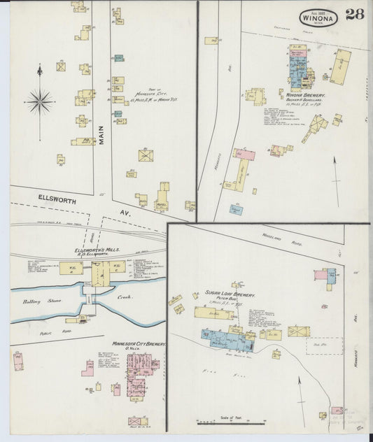 Sanborn Fire Insurance Map from Winona, Winona County, Minnesota (1889), Sheet #0028 - Historic Sanborn Fire Insurance Map Print, vintage old map wall art, antique decor, genealogy gift, Minnesota Minnesota map