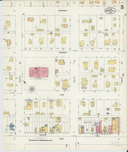 Sanborn Fire Insurance Map from Marshall, Lyon County, Minnesota (1902), Sheet #0005 - Historic Sanborn Fire Insurance Map Print, vintage old map wall art, antique decor, genealogy gift, Minnesota Minnesota map