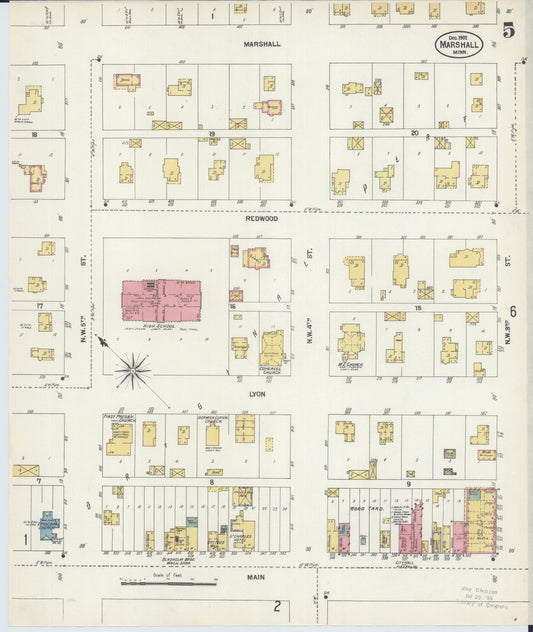 Sanborn Fire Insurance Map from Marshall, Lyon County, Minnesota (1902), Sheet #0005 - Historic Sanborn Fire Insurance Map Print, vintage old map wall art, antique decor, genealogy gift, Minnesota Minnesota map