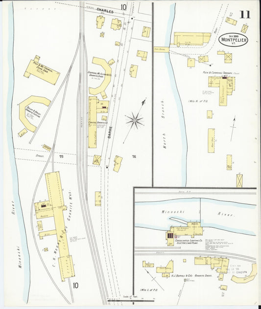 Sanborn Fire Insurance Map from Montpelier, Washington County, Vermont (1899), Sheet #0011 - Historic Sanborn Fire Insurance Map Print, vintage old map wall art, antique decor, genealogy gift, Vermont Vermont map