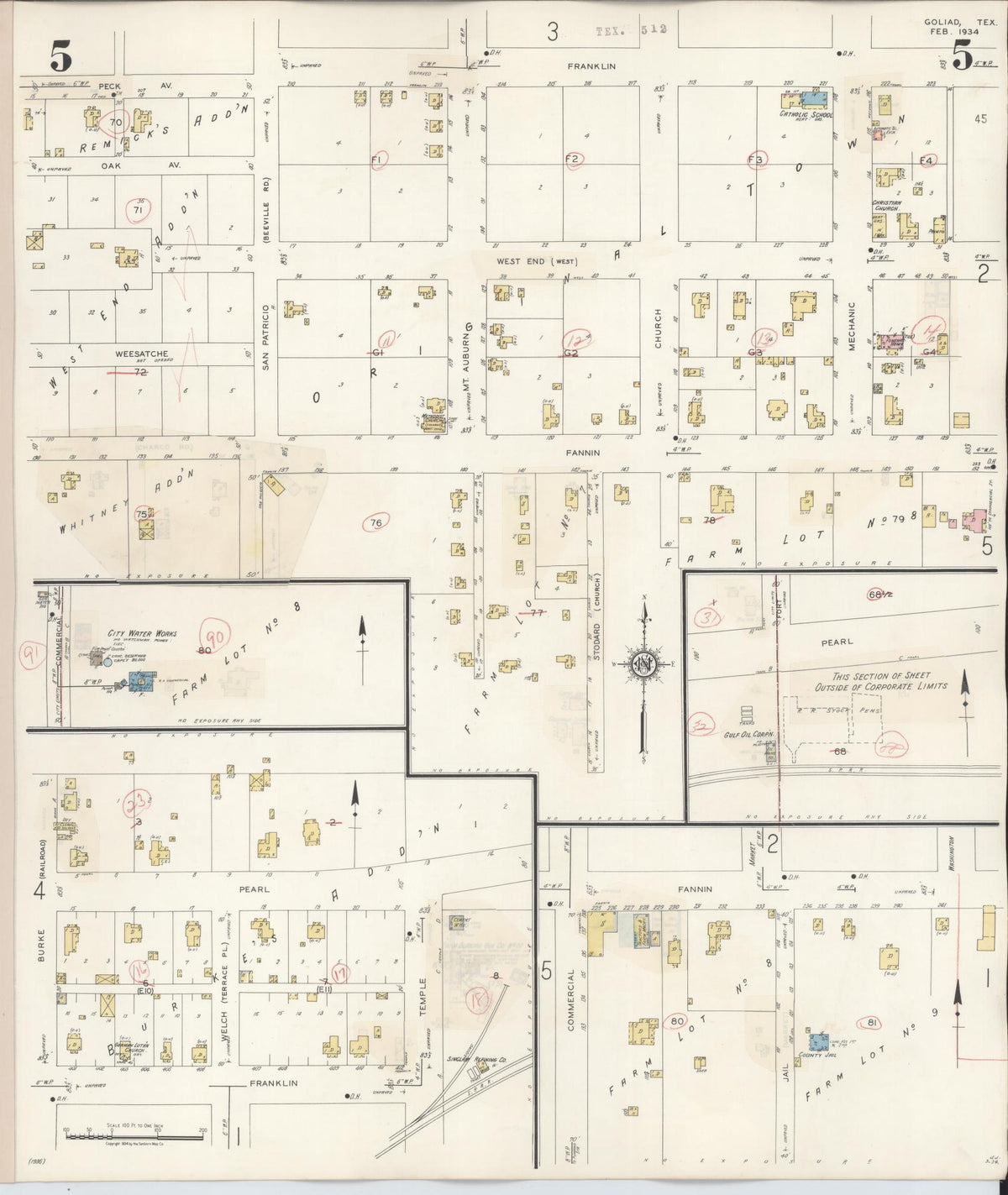 Sanborn Fire Insurance Map from Goliad, Goliad County, Texas (1944), Sheet #0005 - Complete Map Set gallery image, historic Sanborn map, vintage wall art, Texas Texas