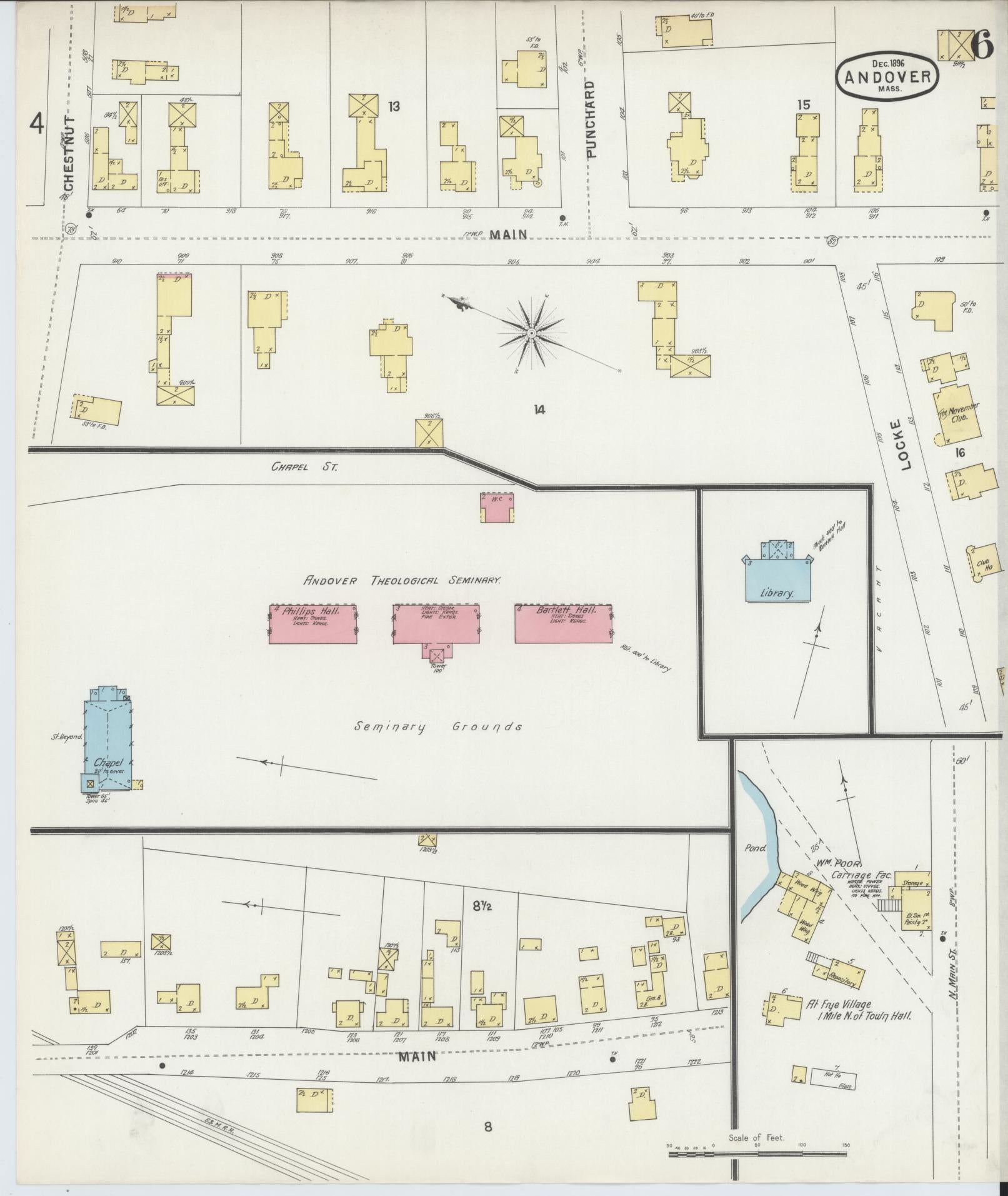 Sanborn Fire Insurance Map from Andover, Essex County, Massachusetts (1896), Sheet #0006 - Complete Map Set gallery image, historic Sanborn map, vintage wall art, Massachusetts Massachusetts