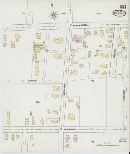 Sanborn Fire Insurance Map from Holyoke, Hampden County, Massachusetts (1889), Sheet #0028 - Complete Map Set gallery image, historic Sanborn map, vintage wall art, Massachusetts Massachusetts