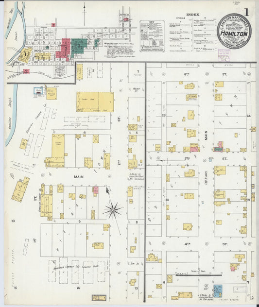 Sanborn Fire Insurance Map from Hamilton, Hancock County, Illinois (1906), Sheet #0001 - Historic Sanborn Fire Insurance Map Print, vintage old map wall art, antique decor, genealogy gift, Illinois Illinois map