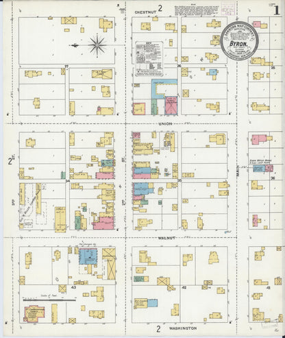 Sanborn Fire Insurance Map from Byron, Ogle County, Illinois (1904), Sheet #0001 - Historic Sanborn Fire Insurance Map Print, vintage old map wall art, antique decor, genealogy gift, Illinois Illinois map