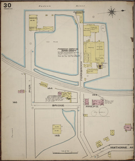 Sanborn Fire Insurance Map from Yonkers, Westchester County, New York (1886), Sheet #0030 - Historic Sanborn Fire Insurance Map Print, vintage old map wall art, antique decor, genealogy gift, New York New York map
