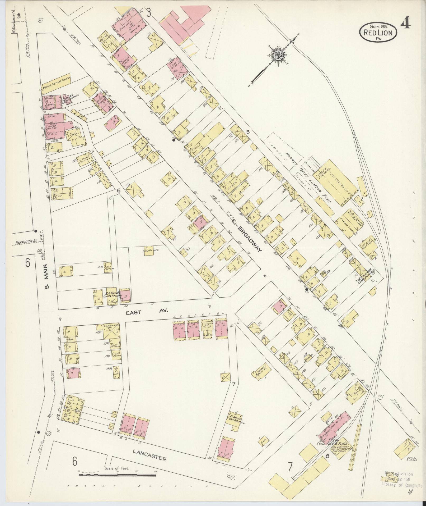 Sanborn Fire Insurance Map from Red Lion, York County, Pennsylvania (1913), Sheet #0004 - Complete Map Set gallery image, historic Sanborn map, vintage wall art, Pennsylvania Pennsylvania