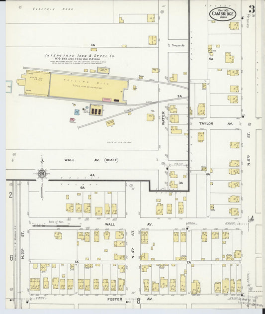 Sanborn Fire Insurance Map from Cambridge, Guernsey County, Ohio (1909), Sheet #0003 - Historic Sanborn Fire Insurance Map Print, vintage old map wall art, antique decor, genealogy gift, Ohio Ohio map