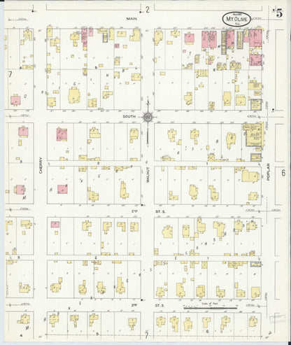 Sanborn Fire Insurance Map from Mount Olive, Macoupin County, Illinois (1910), Sheet #0005 - Complete Map Set gallery image, historic Sanborn map, vintage wall art, Illinois Illinois