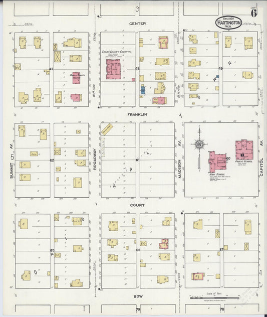 Sanborn Fire Insurance Map from Hartington, Cedar County, Nebraska (1920), Sheet #0006 - Historic Sanborn Fire Insurance Map Print, vintage old map wall art, antique decor, genealogy gift, Nebraska Nebraska map