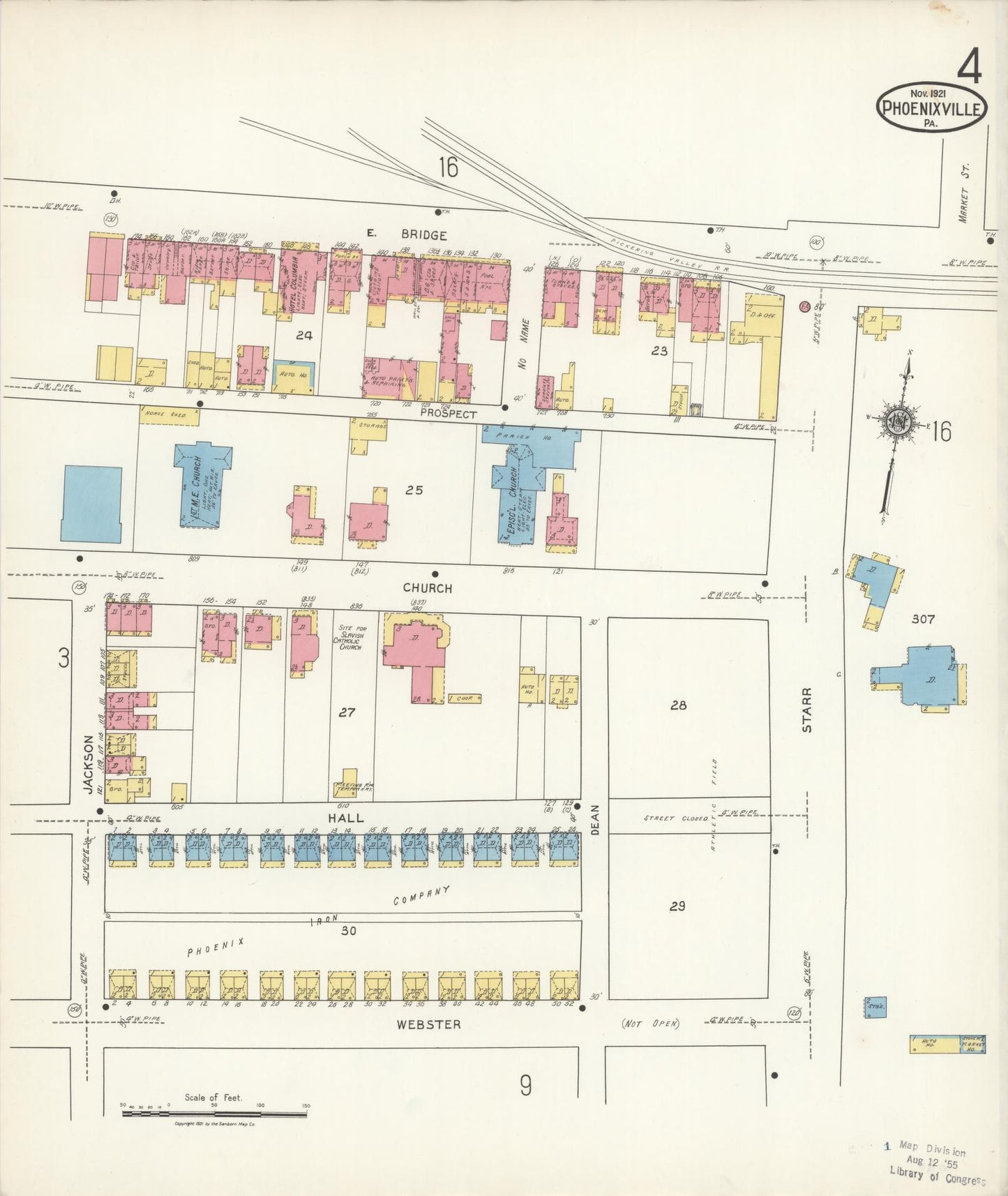 Sanborn Fire Insurance Map from Phoenixville, Chester County, Pennsylvania (1921), Sheet #0004 - Complete Map Set gallery image, historic Sanborn map, vintage wall art, Pennsylvania Pennsylvania