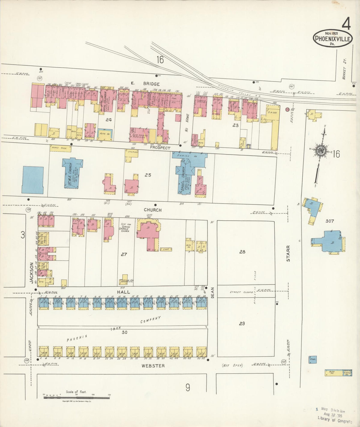 Sanborn Fire Insurance Map from Phoenixville, Chester County, Pennsylvania (1921), Sheet #0004 - Complete Map Set gallery image, historic Sanborn map, vintage wall art, Pennsylvania Pennsylvania