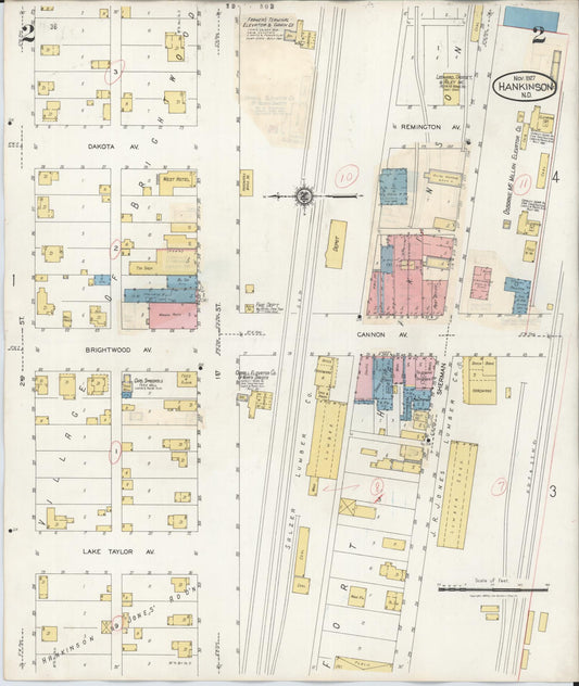 Sanborn Fire Insurance Map from Hankinson, Richland County, North Dakota (1935), Sheet #0002 - Historic Sanborn Fire Insurance Map Print, vintage old map wall art, antique decor, genealogy gift, North Dakota North Dakota map