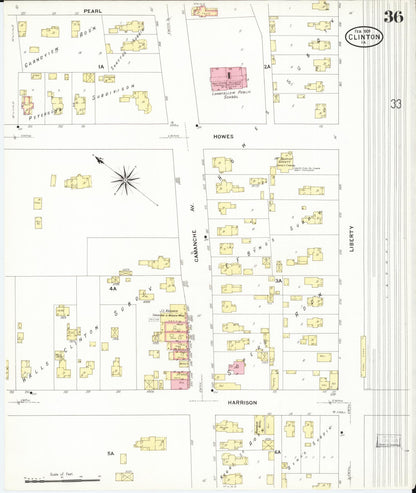 Sanborn Fire Insurance Map from Clinton, Clinton County, Iowa (1909), Sheet #0036 - Historic Sanborn Fire Insurance Map Print