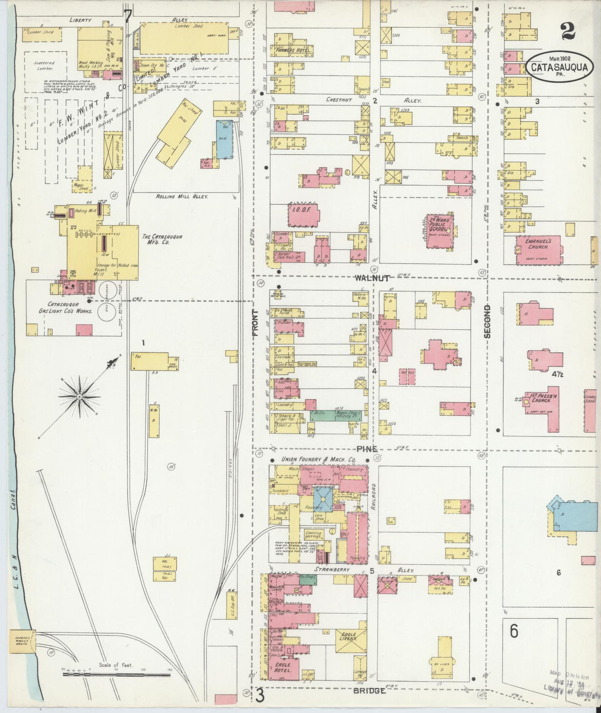 Sanborn Fire Insurance Map from Catasauqua, Lehigh County, Pennsylvania (1902), Sheet #0002 - Complete Map Set gallery image, historic Sanborn map, vintage wall art, Pennsylvania Pennsylvania