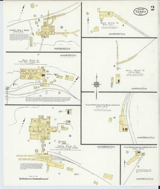 Sanborn Fire Insurance Map from Terry, Lawrence County, South Dakota (1915), Sheet #0002 - Historic Sanborn Fire Insurance Map Print, vintage old map wall art, antique decor, genealogy gift, South Dakota South Dakota map