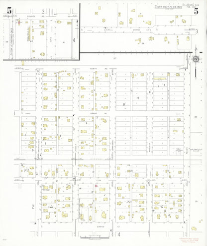 Sanborn Fire Insurance Map from Hillsboro, Marion County, Kansas (1937), Sheet #0005 - Complete Map Set gallery image, historic Sanborn map, vintage wall art, Kansas Kansas