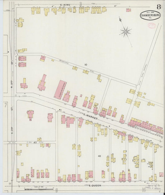 Sanborn Fire Insurance Map from Chambersburg, Franklin County, Pennsylvania (1894), Sheet #0008 - Historic Sanborn Fire Insurance Map Print, vintage old map wall art, antique decor, genealogy gift, Pennsylvania Pennsylvania map