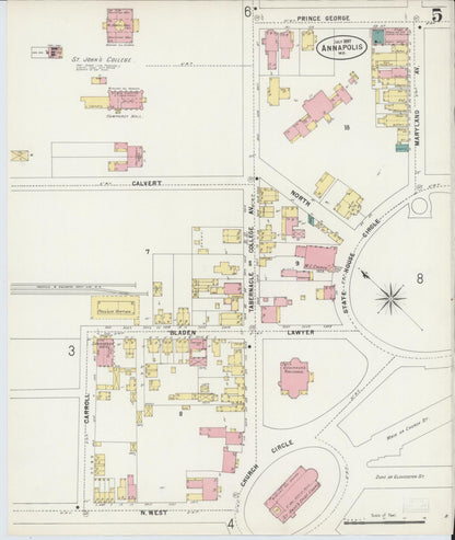 Sanborn Fire Insurance Map from Annapolis, Anne Arundel County, Maryland (1897), Sheet #0005 - Complete Map Set gallery image, historic Sanborn map, vintage wall art, Maryland Maryland