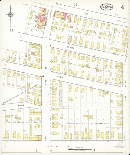 Sanborn Fire Insurance Map from Clinton, Clinton County, Iowa (1917), Sheet #0004 - Historic Sanborn Fire Insurance Map Print