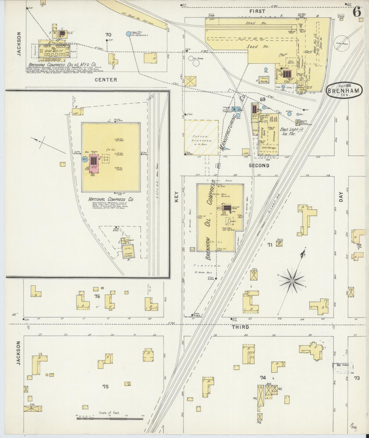 Sanborn Fire Insurance Map from Brenham, Washington County, Texas (1896), Sheet #0006 - Complete Map Set gallery image, historic Sanborn map, vintage wall art, Texas Texas
