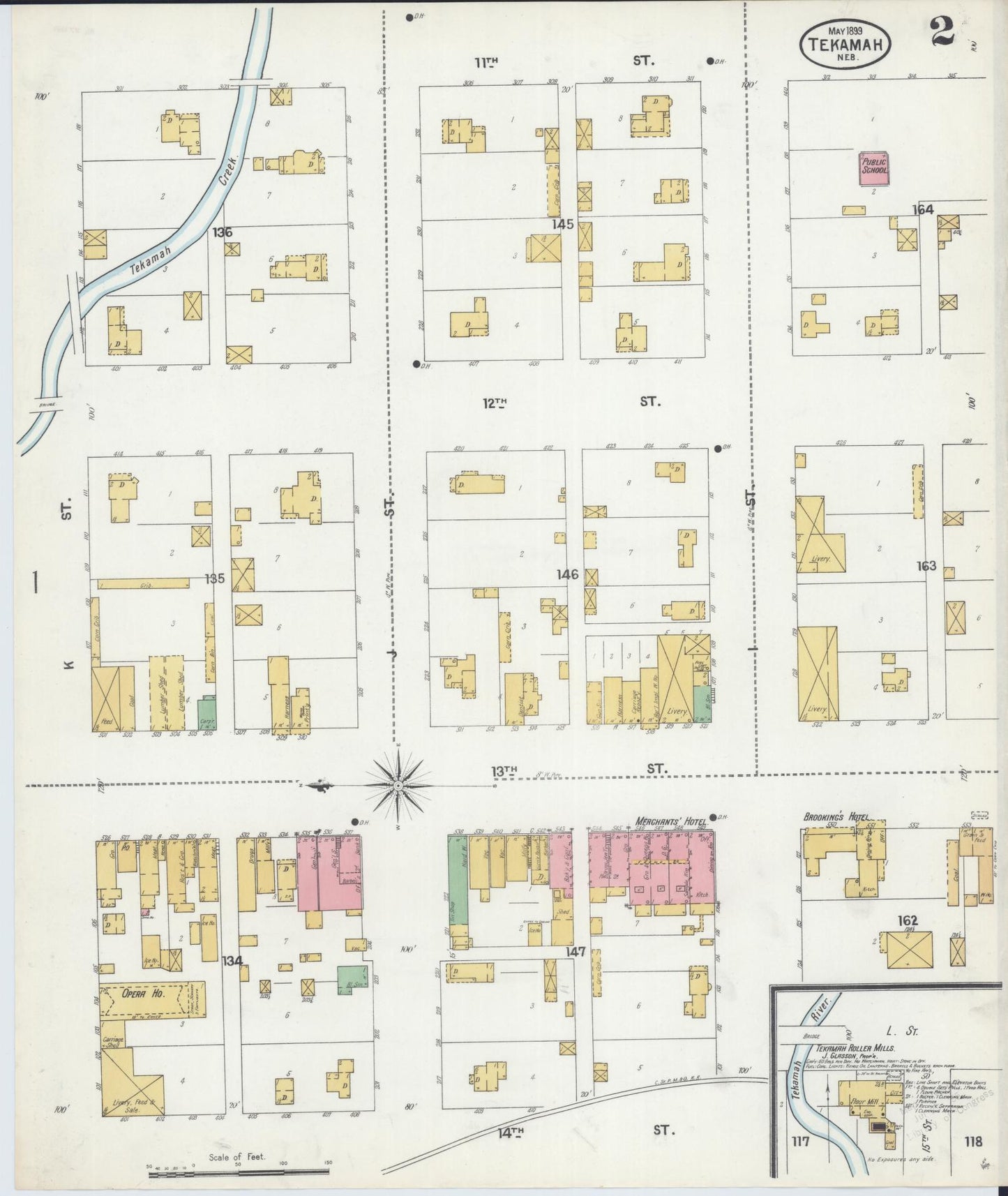 Sanborn Fire Insurance Map from Tekamah, Burt County, Nebraska (1899), Sheet #0002 - Historic Sanborn Fire Insurance Map Print, vintage old map wall art, antique decor, genealogy gift, Nebraska Nebraska map