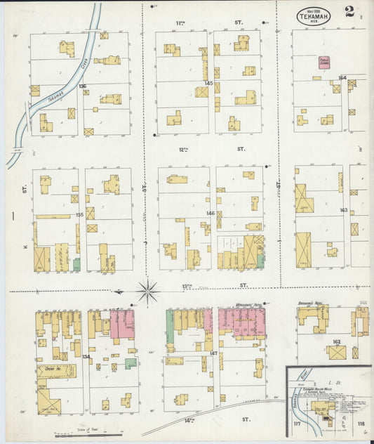 Sanborn Fire Insurance Map from Tekamah, Burt County, Nebraska (1899), Sheet #0002 - Historic Sanborn Fire Insurance Map Print, vintage old map wall art, antique decor, genealogy gift, Nebraska Nebraska map