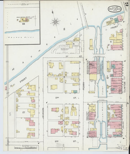 Sanborn Fire Insurance Map from Defiance, Defiance County, Ohio (1893), Sheet #0002 - Historic Sanborn Fire Insurance Map Print, vintage old map wall art, antique decor, genealogy gift, Ohio Ohio map