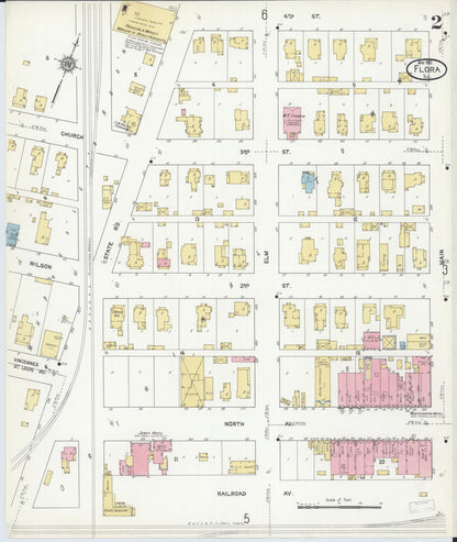 Sanborn Fire Insurance Map from Flora, Clay County, Illinois (1912), Sheet #0002 - Complete Map Set gallery image, historic Sanborn map, vintage wall art, Illinois Illinois