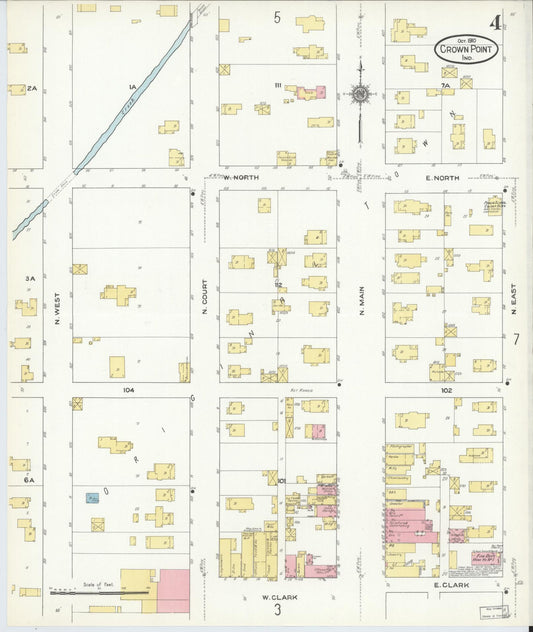 Sanborn Fire Insurance Map from Crown Point, Lake County, Indiana (1910), Sheet #0004 - Historic Sanborn Fire Insurance Map Print, vintage old map wall art, antique decor, genealogy gift, Indiana Indiana map