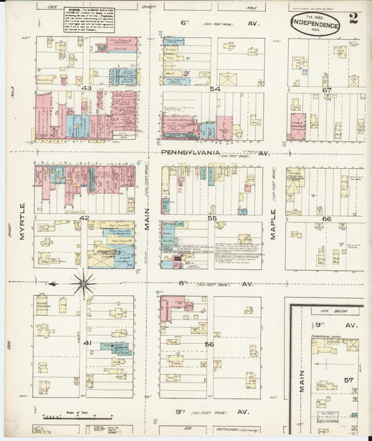 Sanborn Fire Insurance Map from Independence, Montgomery County, Kansas (1885), Sheet #0002 - Historic Sanborn Fire Insurance Map Print, vintage old map wall art, antique decor, genealogy gift, Kansas Kansas map