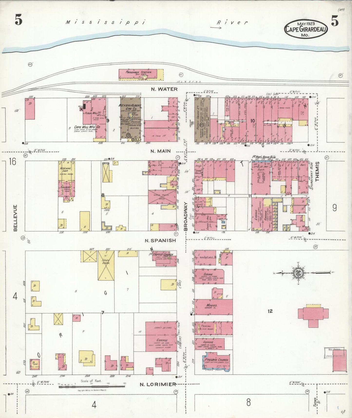Sanborn Fire Insurance Map from Cape Girardeau, Cape Girardeau County, Missouri (1923), Sheet #0005 - Complete Map Set gallery image, historic Sanborn map, vintage wall art, Missouri Missouri