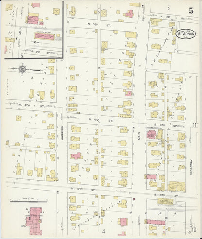 Sanborn Fire Insurance Map from Mount Vernon, Jefferson County, Illinois (1913), Sheet #0005 - Historic Sanborn Fire Insurance Map Print, vintage old map wall art, antique decor, genealogy gift, Illinois Illinois map
