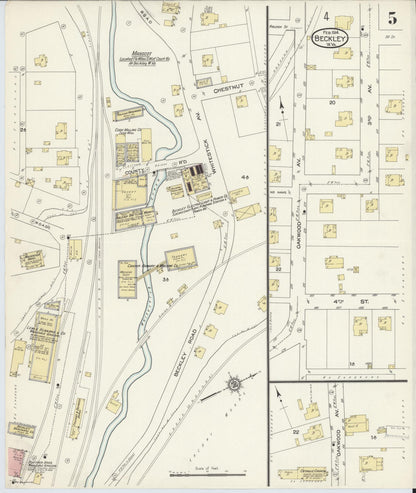Sanborn Fire Insurance Map from Beckley, Raleigh County, West Virginia (1914), Sheet #0005 - Complete Map Set gallery image, historic Sanborn map, vintage wall art, West Virginia West Virginia