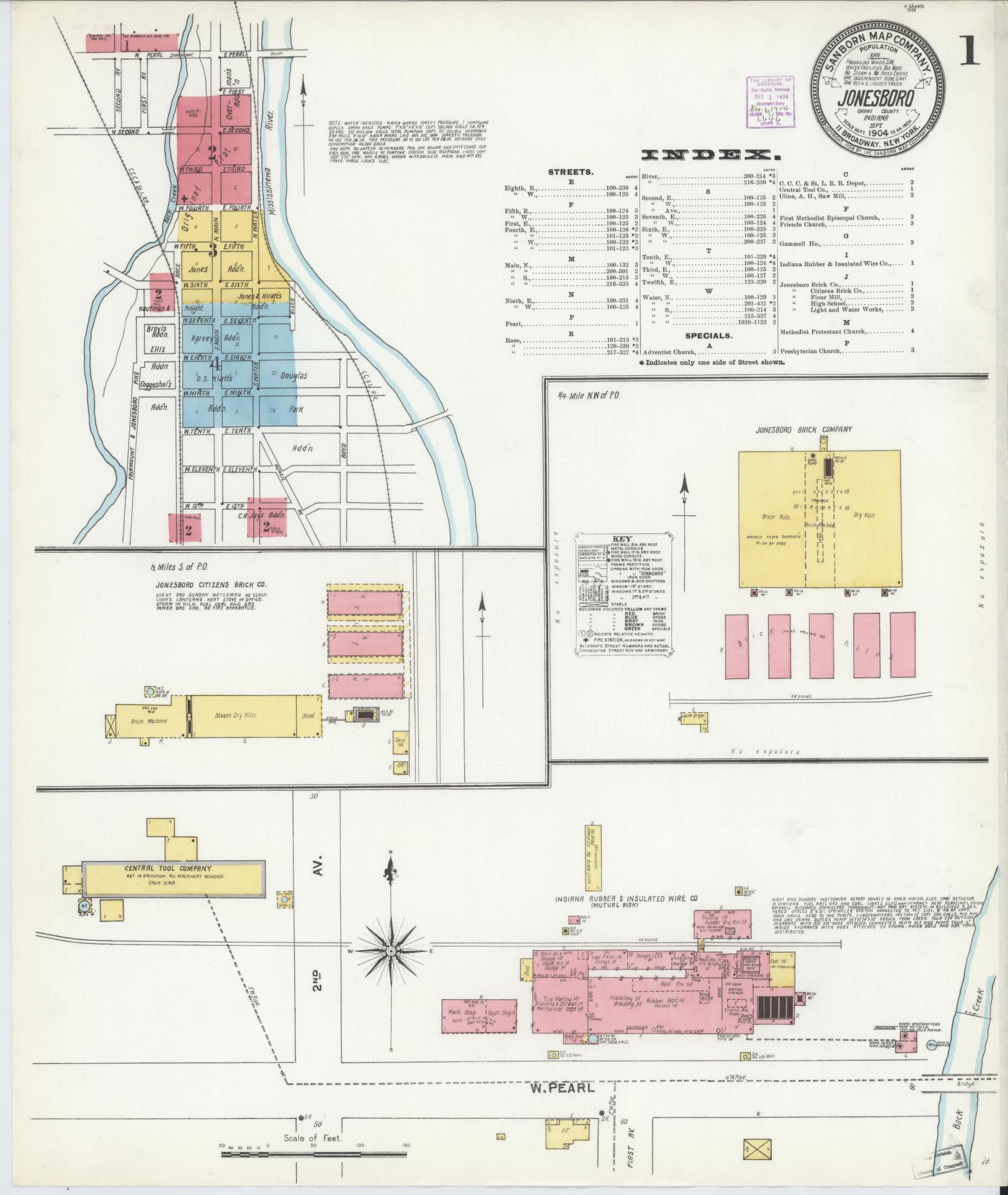 Sanborn Fire Insurance Map from Jonesboro, Grant County, Indiana (1904), Sheet #0001 - Complete Map Set gallery image, historic Sanborn map, vintage wall art, Indiana Indiana